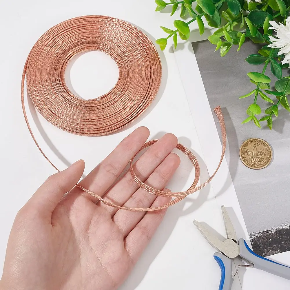BENECREAT 6mm Copper Braided Wire 8.75 Yards (25.4 mm / 1mm Thick) | Ground Strap for Noise Reduction - view 3