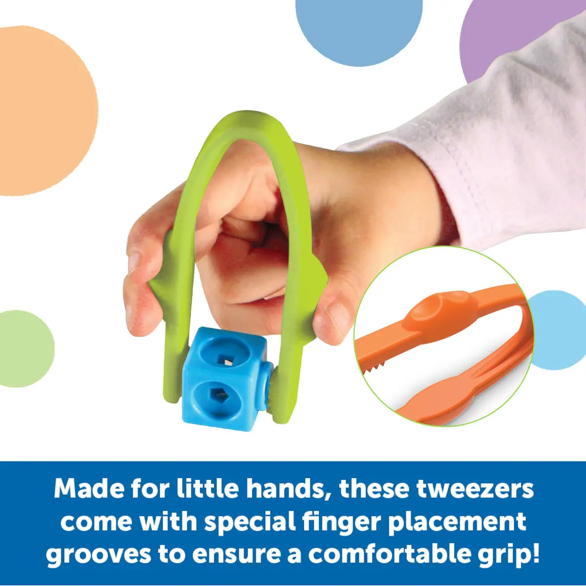 Learning Resources Easy-Grip Tweezers | Develop Fine Motor Skills for Toddlers 2+ | Durable Plastic, 12 Colors - view 2