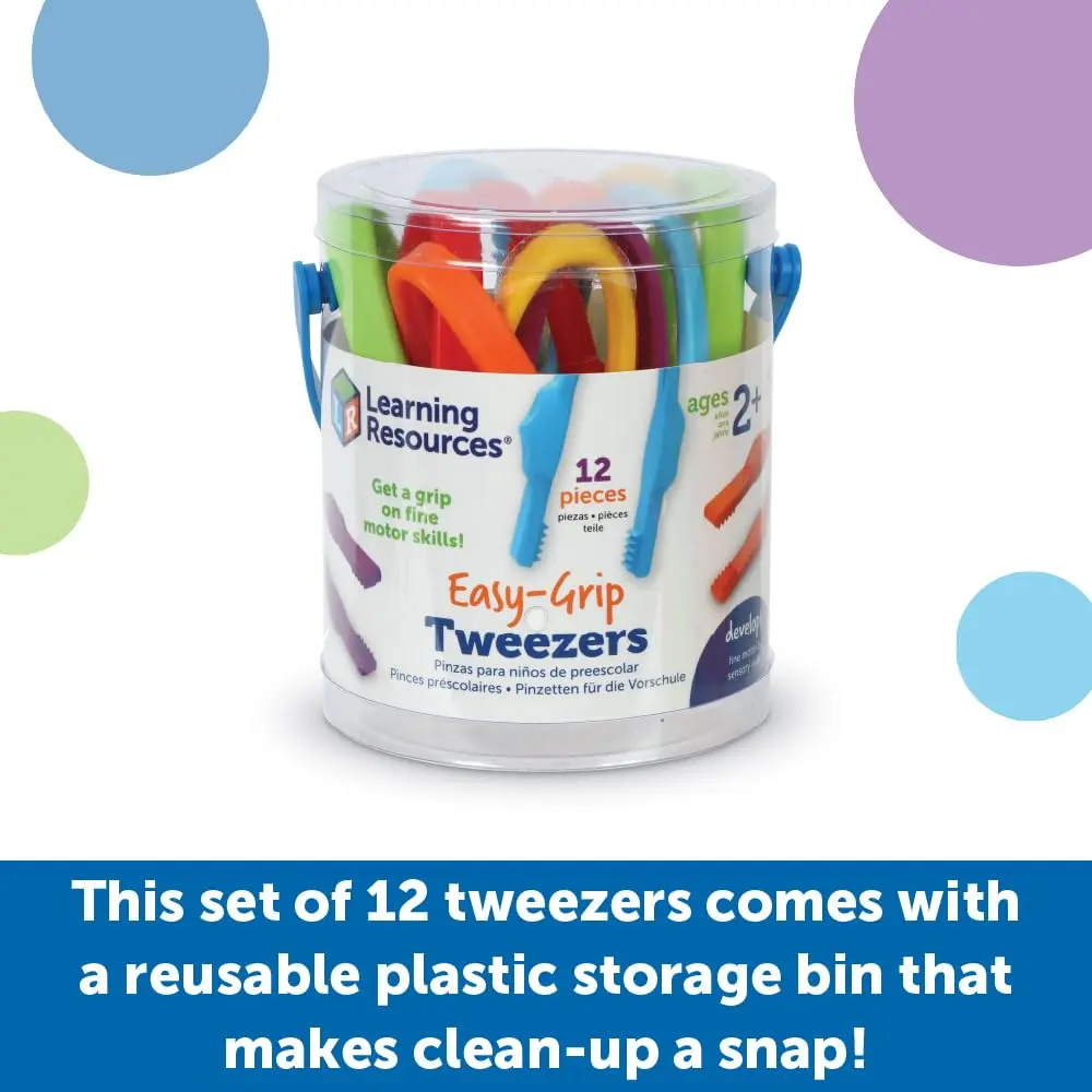 Learning Resources Easy-Grip Tweezers | Develop Fine Motor Skills for Toddlers 2+ | Durable Plastic, 12 Colors - view 4