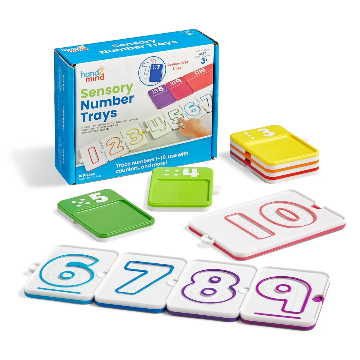 hand2mind Sensory Number Trays, Learning Numbers for Kids, Ages 3+ | Multicolor, Textured & Stackable - main product image