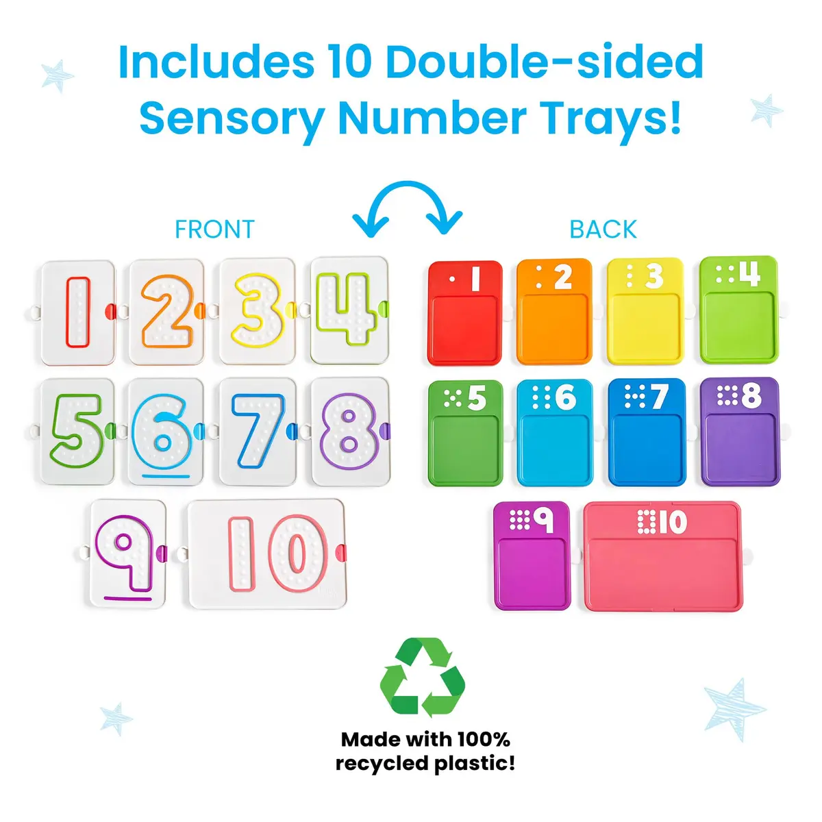 hand2mind Sensory Number Trays, Learning Numbers for Kids, Ages 3+ | Multicolor, Textured & Stackable - view 2