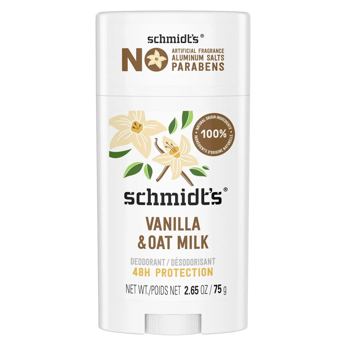 Schmidt's Vanilla & Oat Milk Deodorant Stick | 100% Natural, Vegan, Cruelty-Free, 75ml - main product image