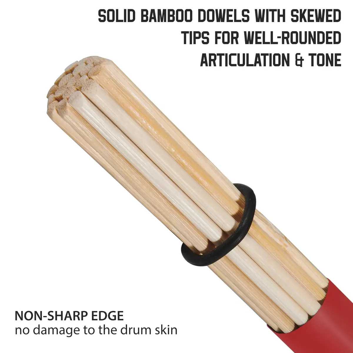 LALAOKS Bamboo Drumsticks with Red Wrap, 2 Pair | Natural & Durable for Jazz, Folk Music - view 3