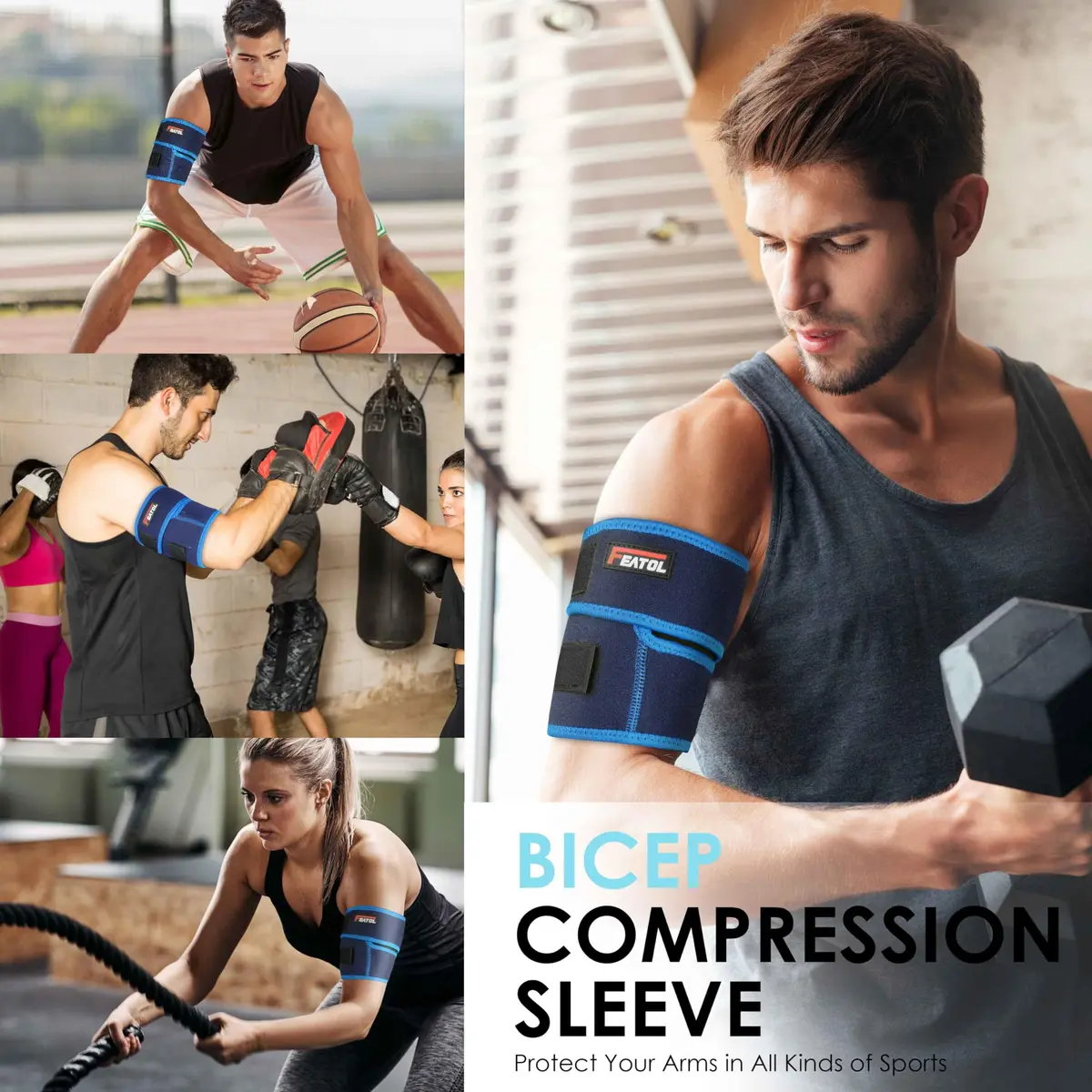 FEATOL Bicep Tendonitis Brace Upper Arm Compression Sleeve Support Bands | All-Day Comfort & Pain Relief - view 6