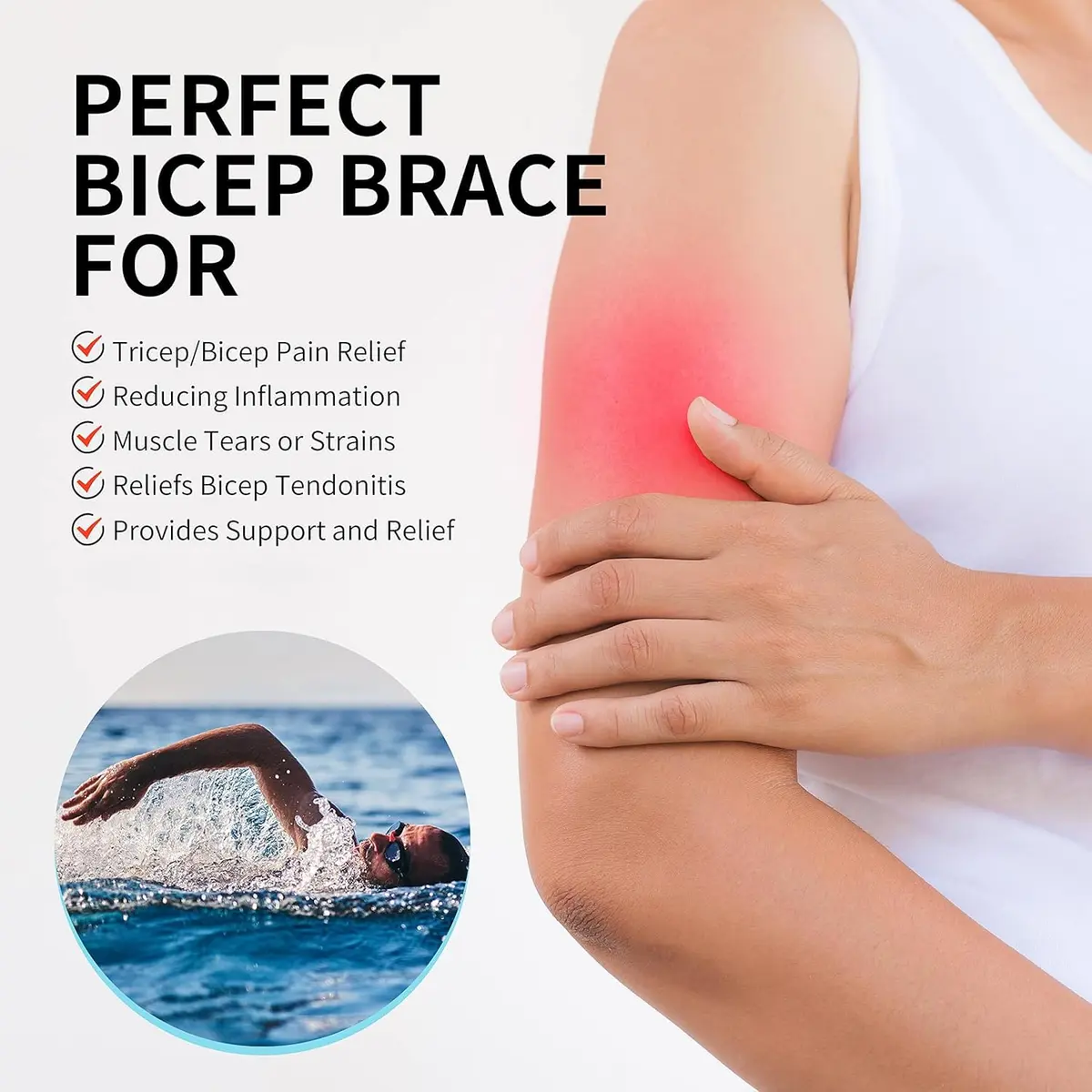 FEATOL Bicep Tendonitis Brace Upper Arm Compression Sleeve Support Bands | All-Day Comfort & Pain Relief - view 3