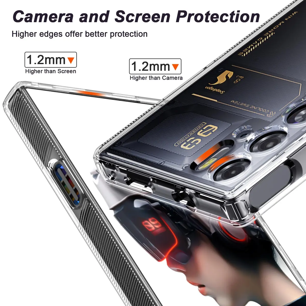 Cresee Crystal Clear Case for Red Magic 9 Pro/9S Pro 6.8" | Shockproof TPU Bumper, Hybrid PC Back - view 6