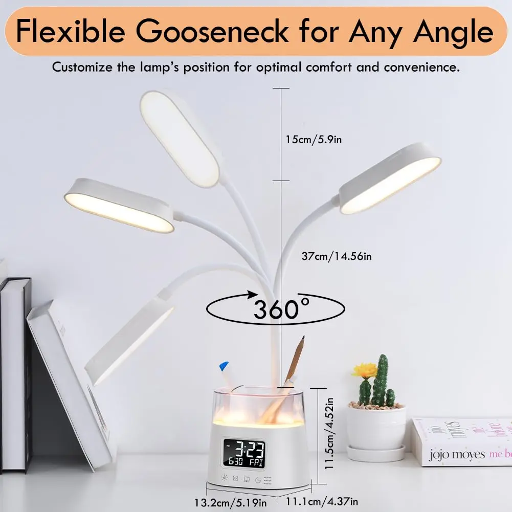 WILIT LED Desk Lamp for Home Office with Pen Holder, RGB Night Light, White | Adjustable Brightness & Timer - view 9