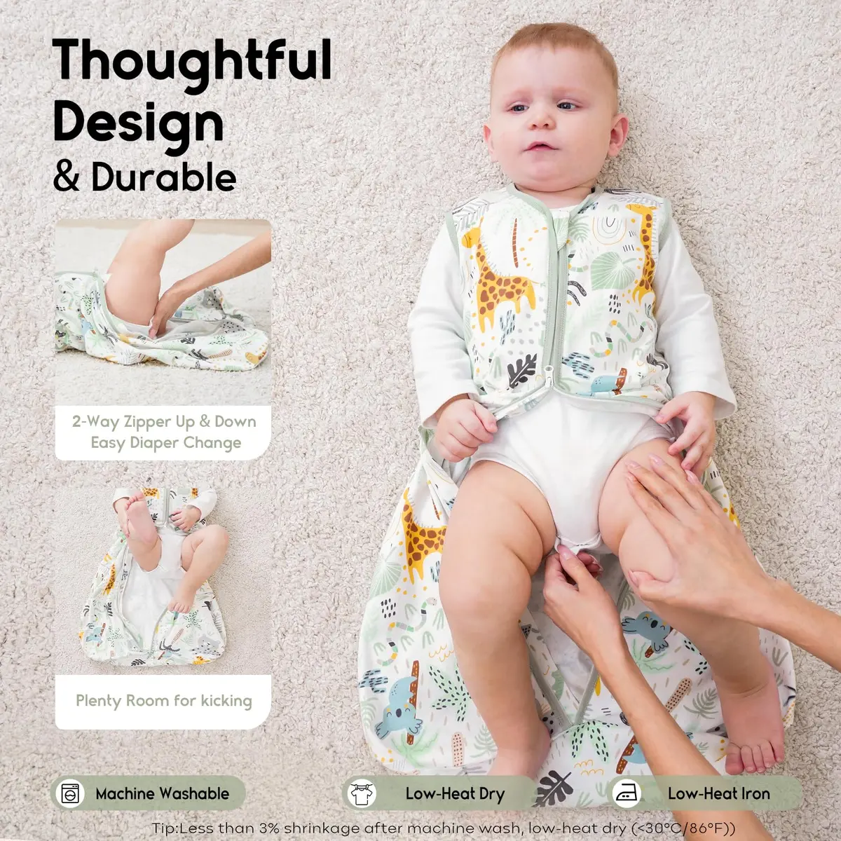 Yoofoss Baby Sleep Sack 0-6 Months 0.5 TOG | Organic Cotton Baby Wearable Blanket - view 3
