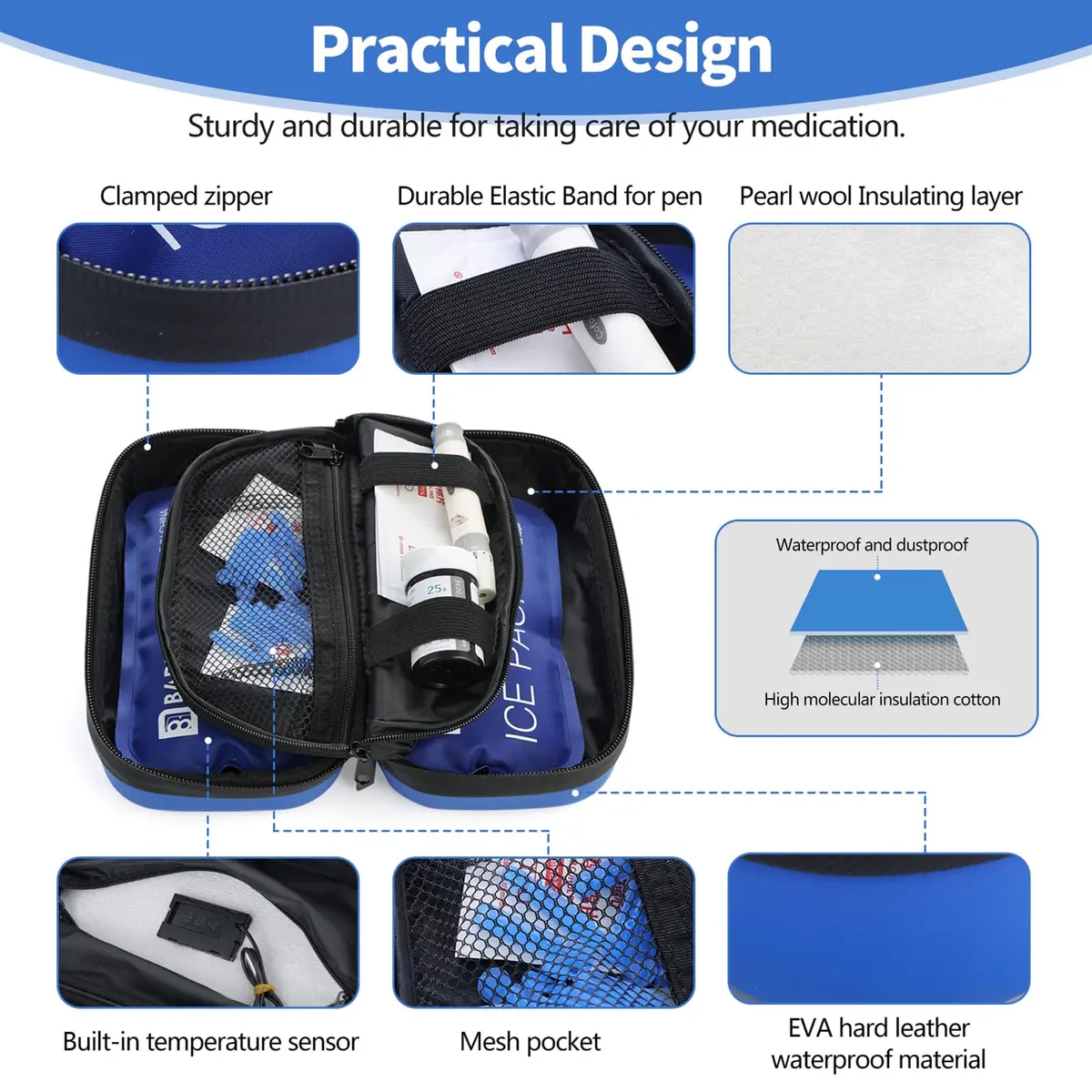 HIMDUZE Insulin Cooler Travel Case 21.1cm x 14.1cm x 8.7cm (8.3"x4.7"x3.4") | TSA Approved for Travel - view 2