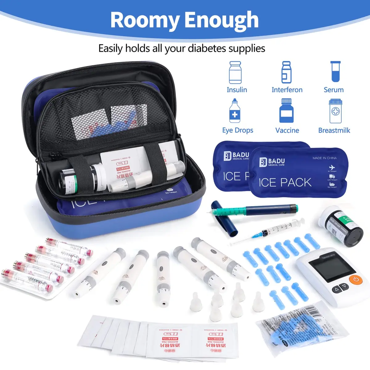 HIMDUZE Insulin Cooler Travel Case 21.1cm x 14.1cm x 8.7cm (8.3"x4.7"x3.4") | TSA Approved for Travel - view 3