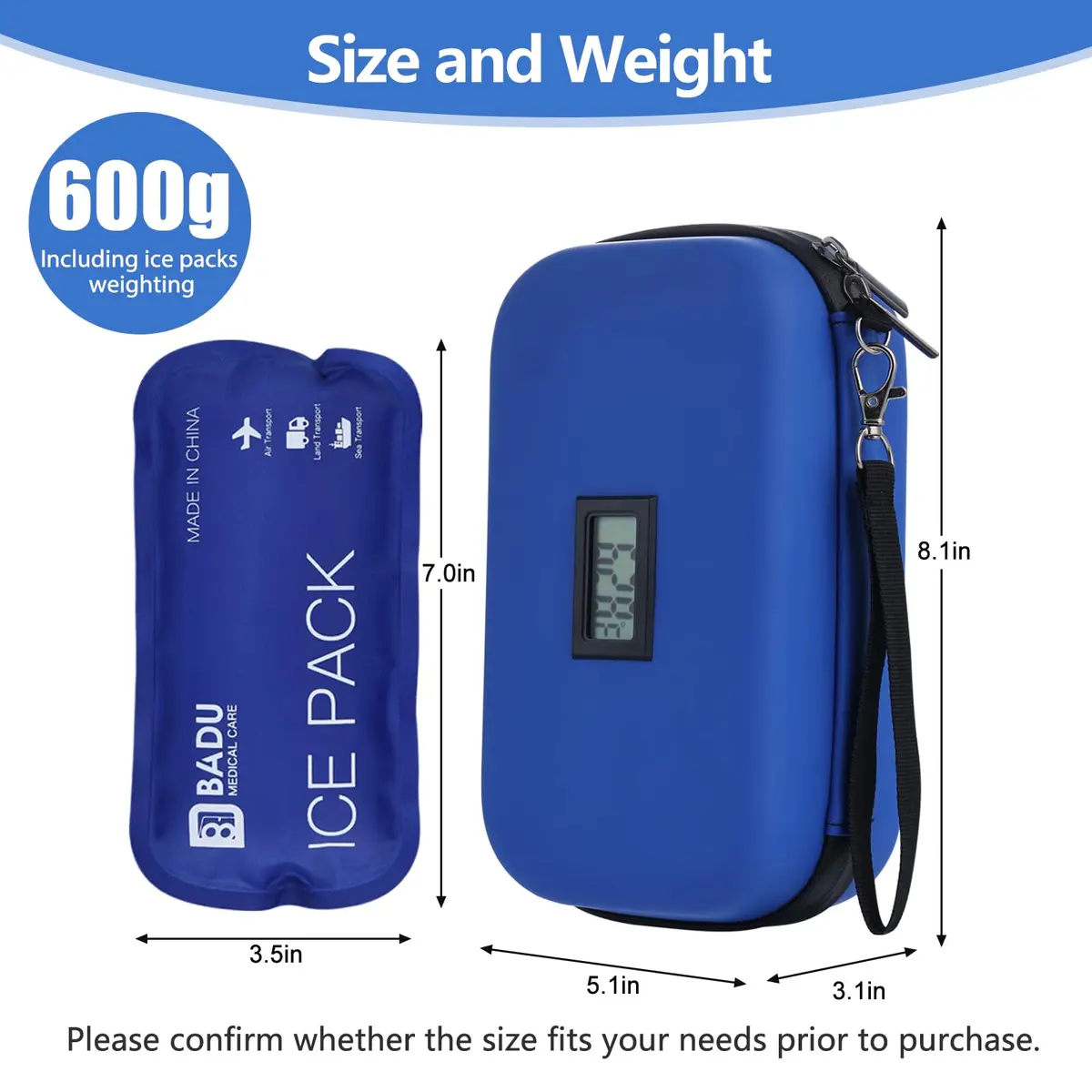 HIMDUZE Insulin Cooler Travel Case 21.1cm x 14.1cm x 8.7cm (8.3"x4.7"x3.4") | TSA Approved for Travel - view 4