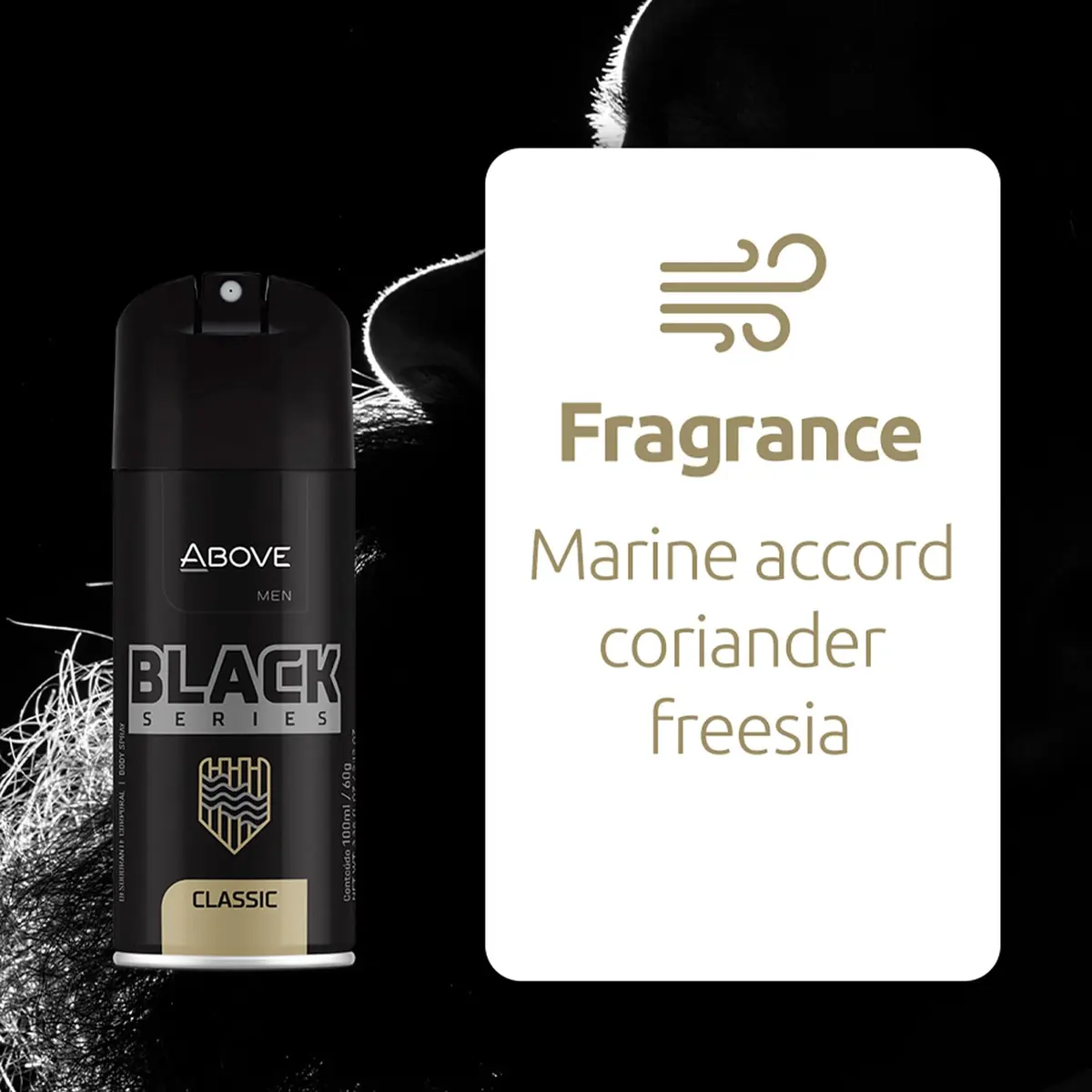 ABOVE Black Series Body Spray, Classic, 4 pcs | Woody Fragrance, Long-Lasting Dry Spray - view 3