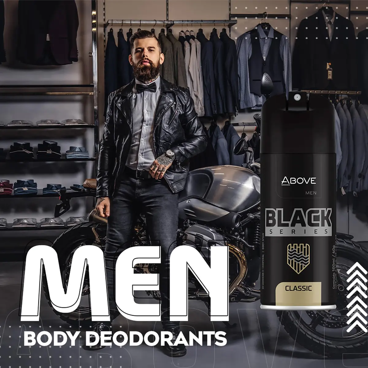 ABOVE Black Series Body Spray, Classic, 4 pcs | Woody Fragrance, Long-Lasting Dry Spray - view 4