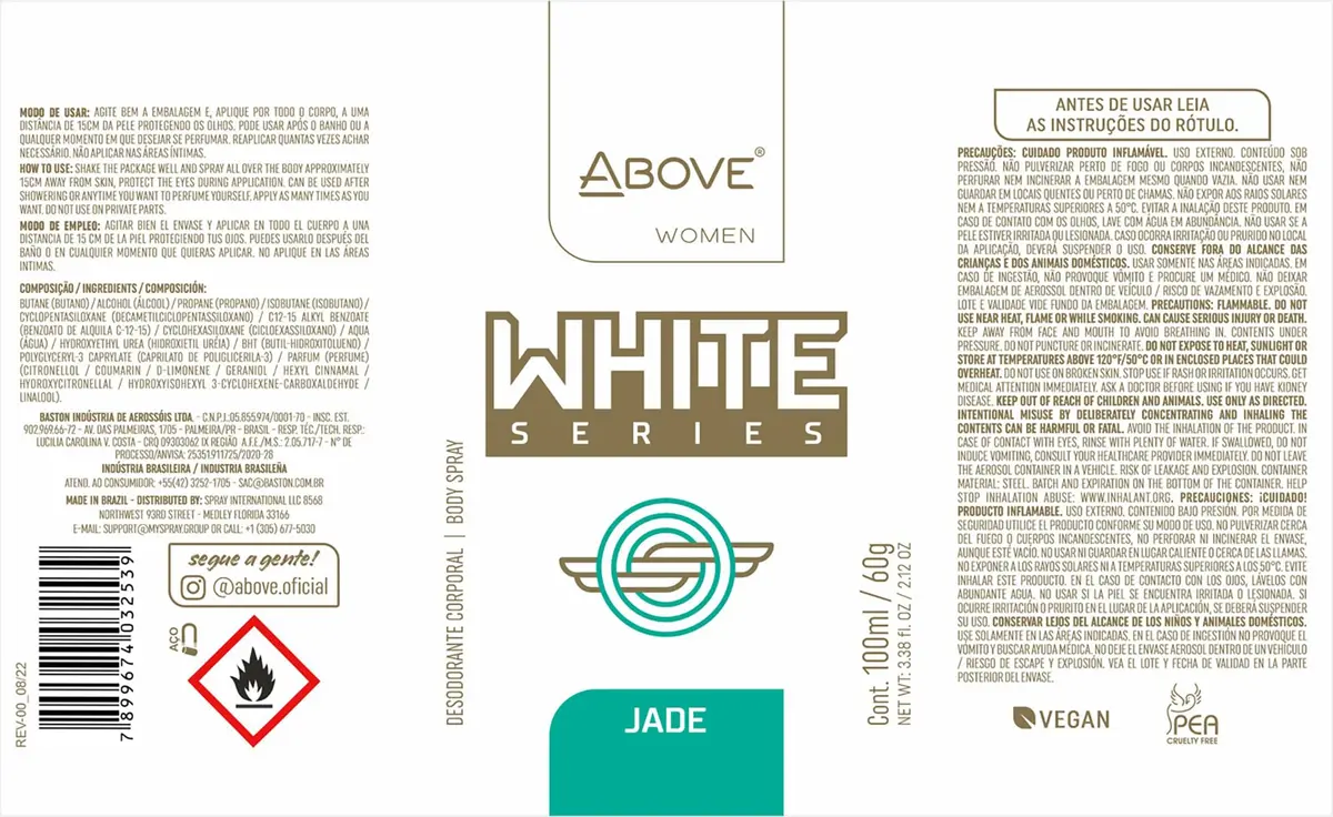 ABOVE White Series Body Spray, Jade, 4 pcs | Long-Lasting Freshness & Natural Care - view 7