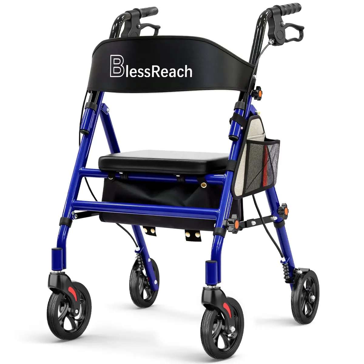 BlessReach Blue Walker | Lightweight Foldable Rollator with Seat for Seniors - main product image