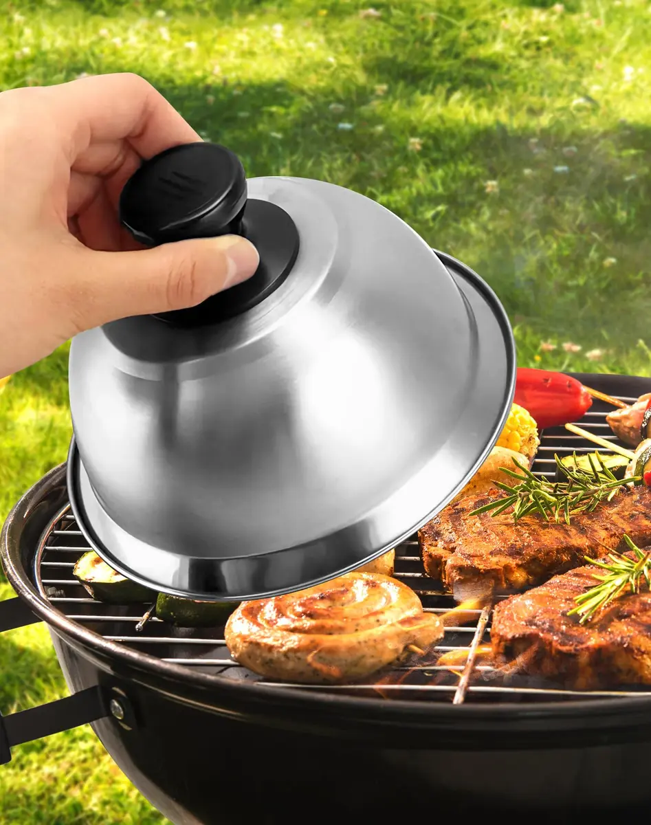 QWORK 6" Burger Covers Small Cheese Melting Dome | Stainless Steel Food Cover for Burger & Steak - view 4