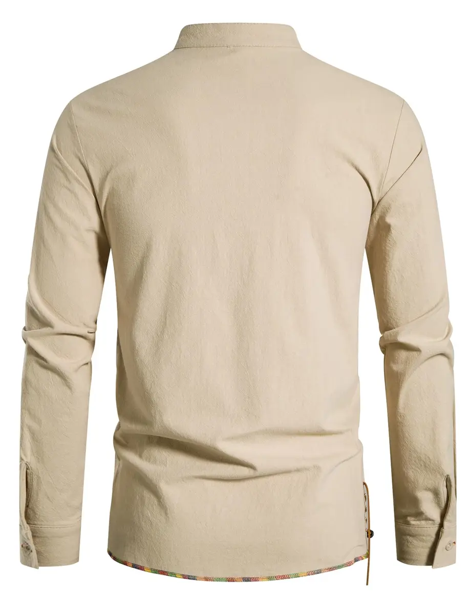 JEMITOP Men's Vintage Renaissance Costume Shirt Long Sleeve Lace Up M | Breathable Cotton for Cosplay & Halloween - view 3