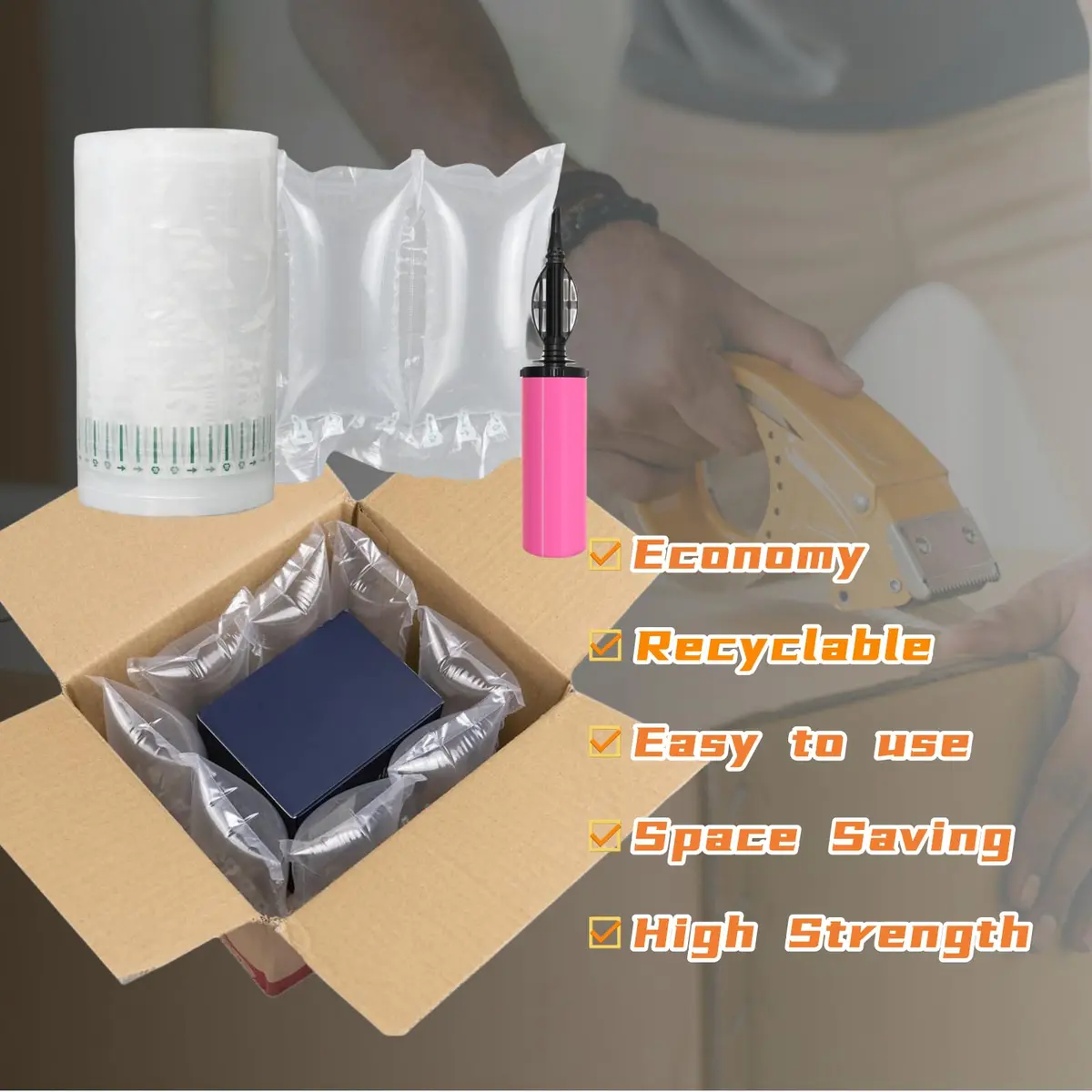 Hijelyn Air Pillows for Shipping 400 Count | Inflatable Packing Material with Pump - view 2
