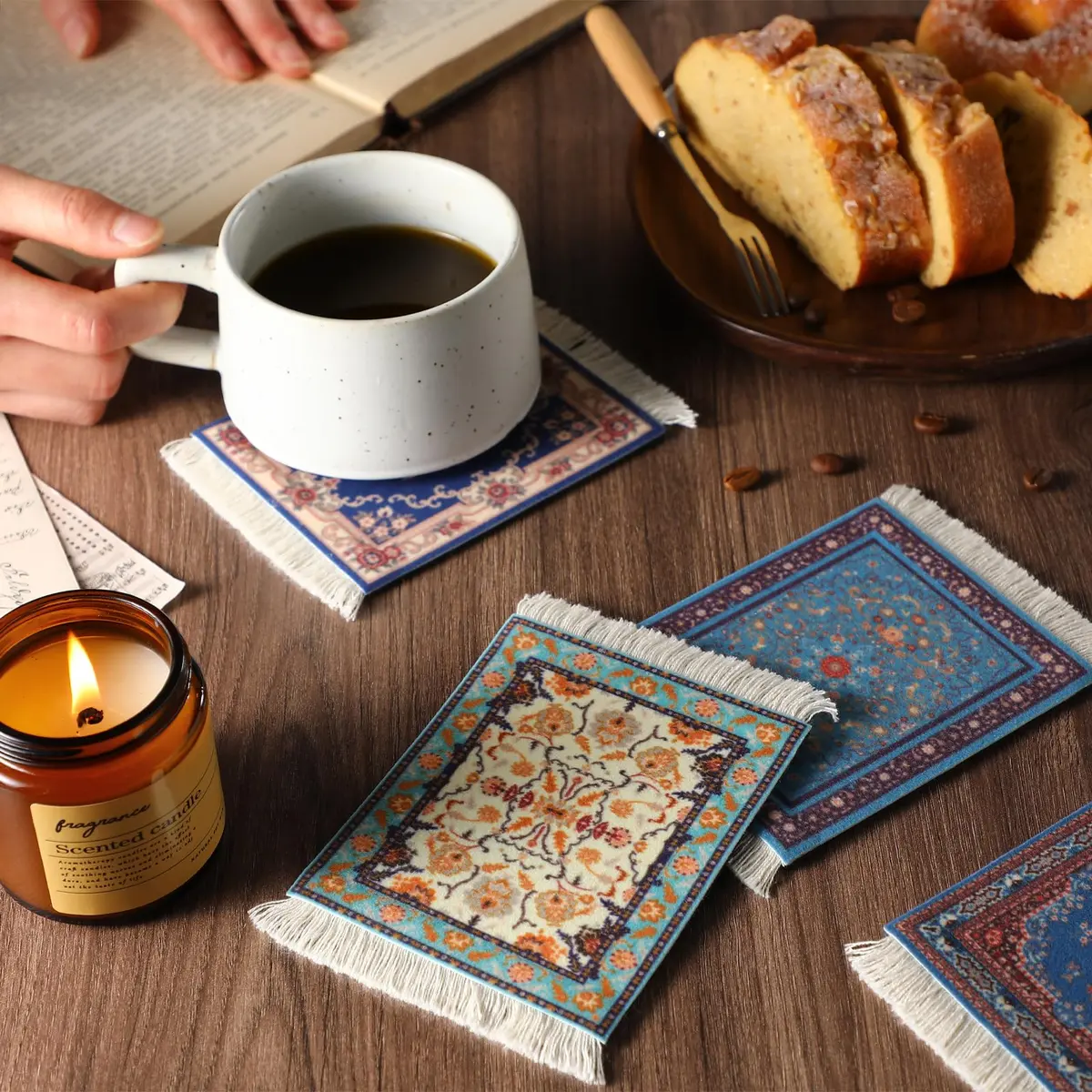 Preboun Rug Style Coasters Set of 10 | Classic Oriental Carpet Design, 13 x 9.1 cm - view 7