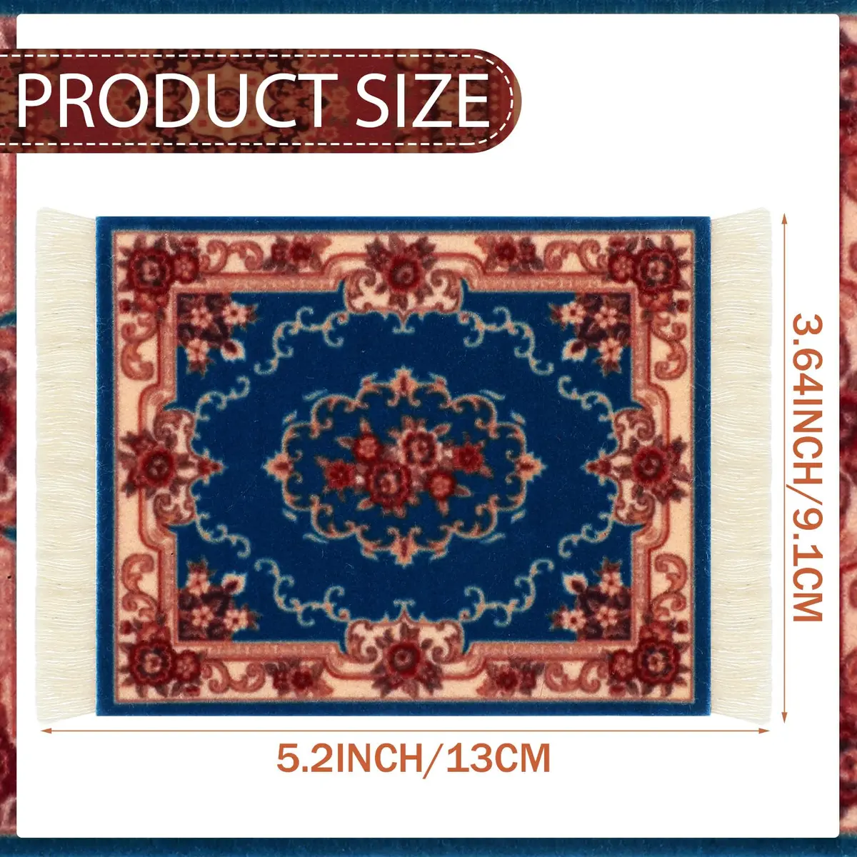 Preboun Rug Style Coasters Set of 10 | Classic Oriental Carpet Design, 13 x 9.1 cm - view 2