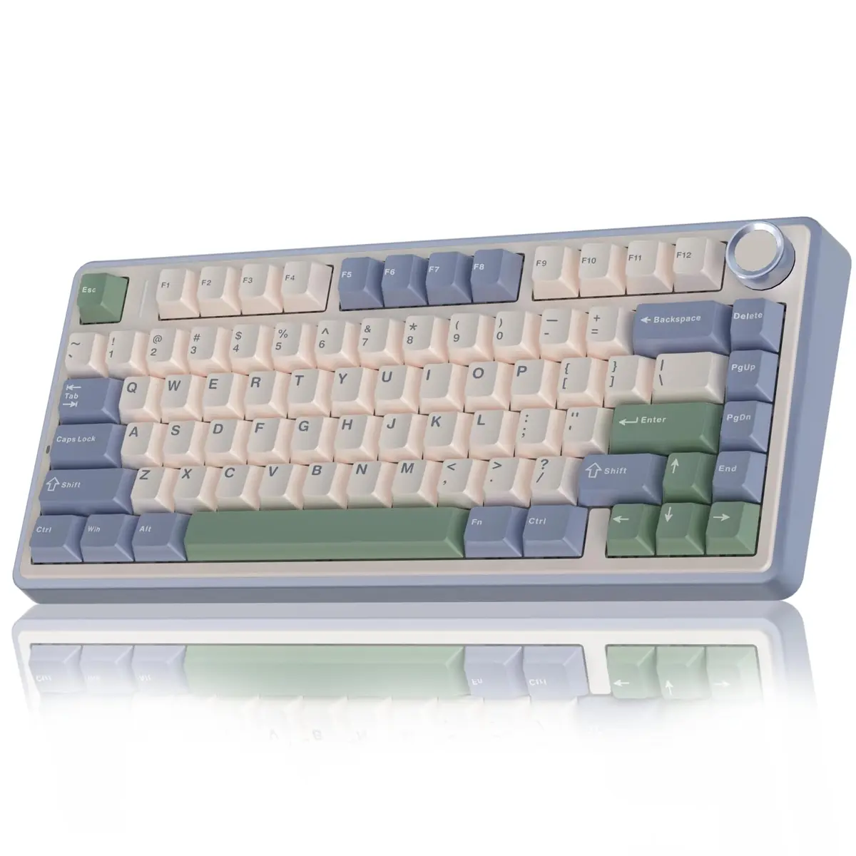 AULA F75 75% Wireless Mechanical Keyboard, Hot-Swappable Creamy Switches, RGB Backlit, 2.4GHz/Type-C/BT5.0 (White & Green) - main product image