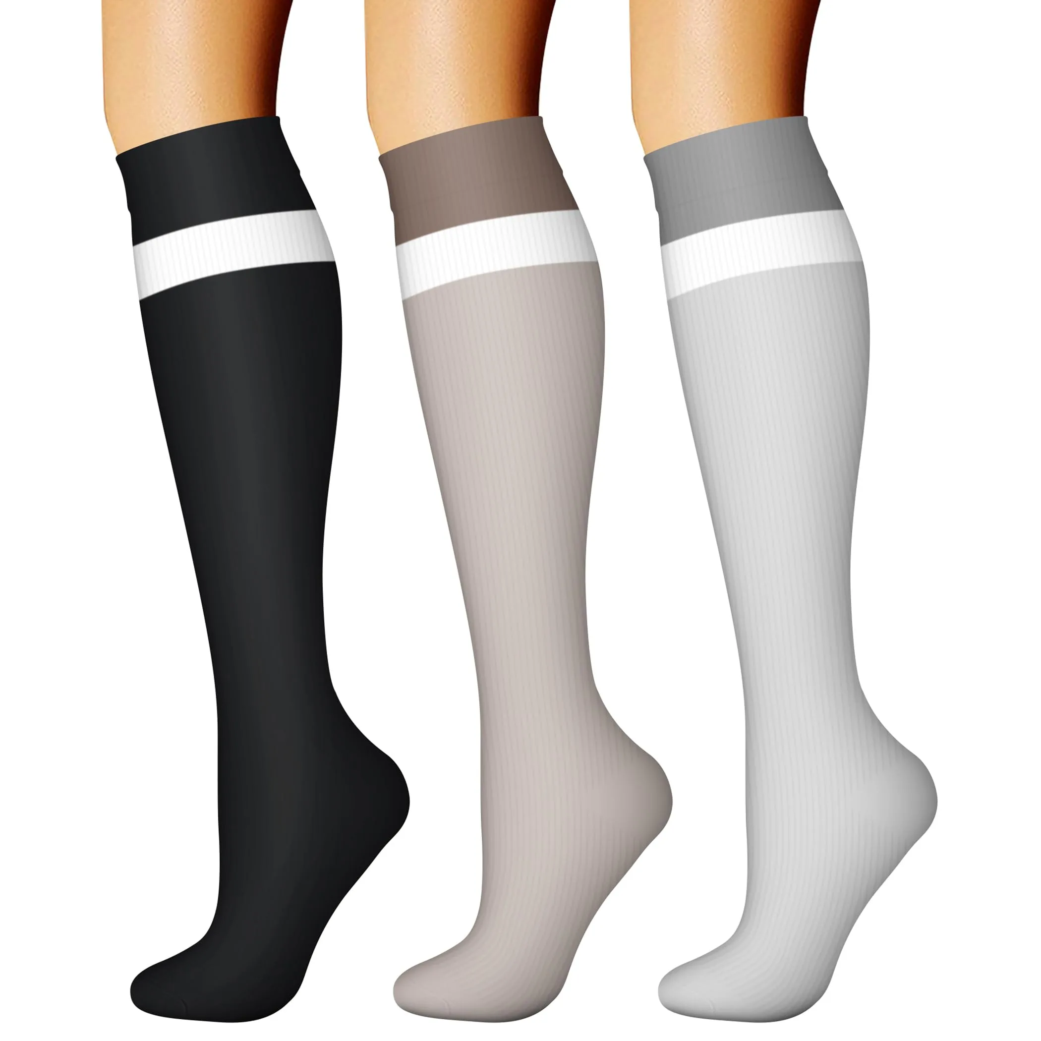 CHARMKING Compression Socks for Women & Men (3 Pairs) 15-20 mmHg | Medical Grade Support for Circulation - main product image