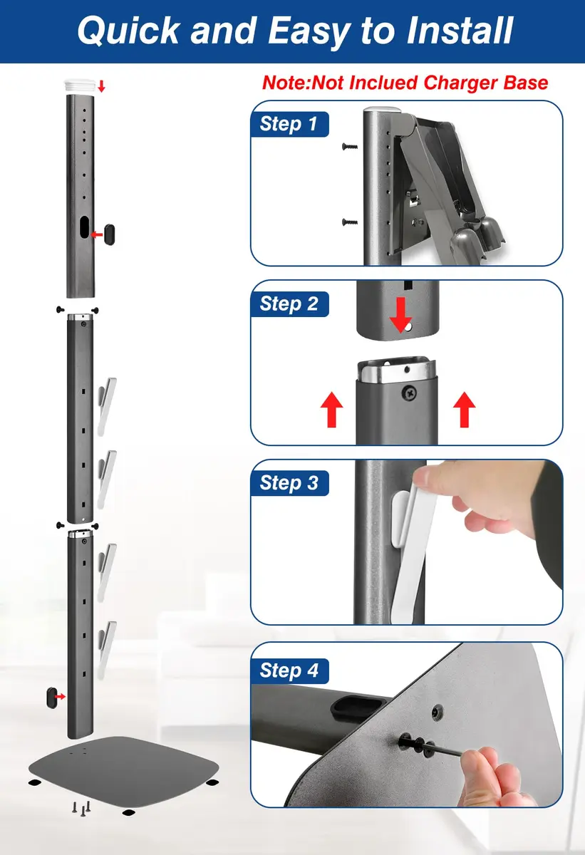 Haturi Metal Vacuum Stand Holder for Dyson Cordless Stick Vacuums | 47.8 inch (121.4 cm) Tall - view 3