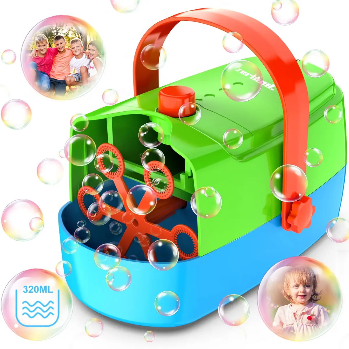 Zerhunt Automatic Bubble Machine 18000+ Bubbles/Min | CPC Certified, Plugin or Battery Powered - main product image