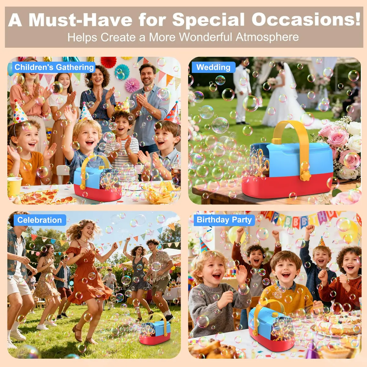 Zerhunt Automatic Bubble Machine 18000+ Bubbles/Min | CPC Certified, Plugin or Battery Powered - view 4