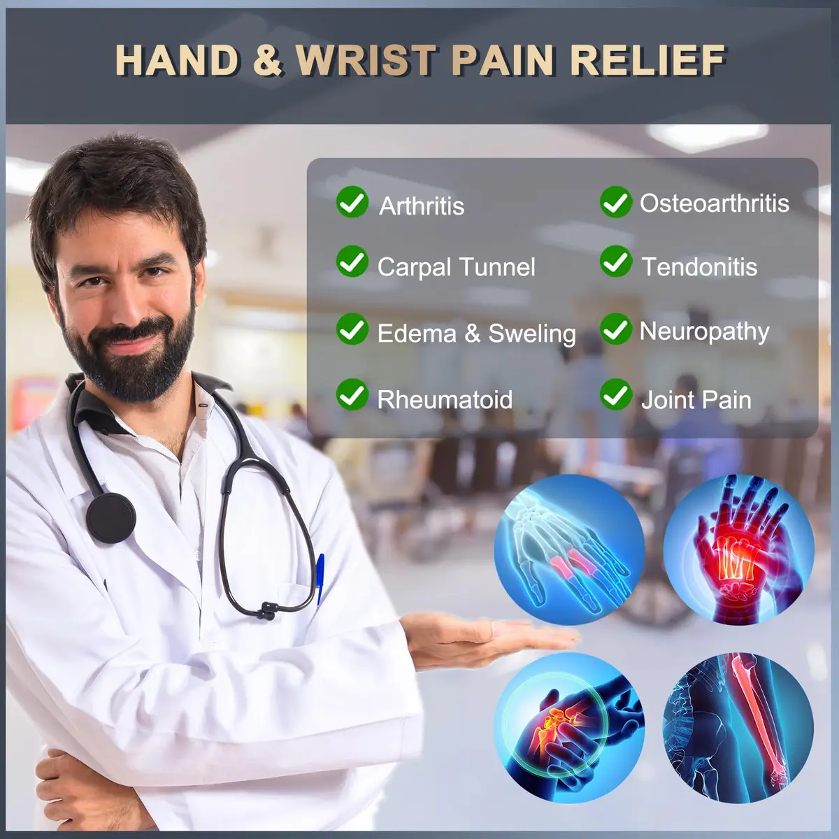 Zuscot Copper Long Compression Gloves for Arthritis & Edema | Support & Pain Relief (70-120 chars) - view 4