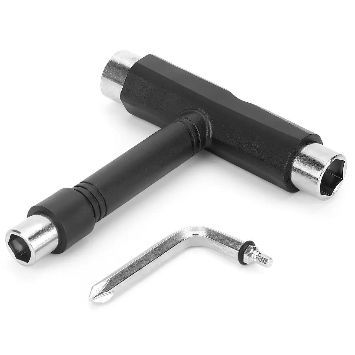 OAOJUBR Skate Tools, Multifunctional All-in-One Skateboard Wrench, 2-in-1 Portable T-Type Wrench and Built-in L-Type Cross Head Screwdriver, longboard accessories - main product image