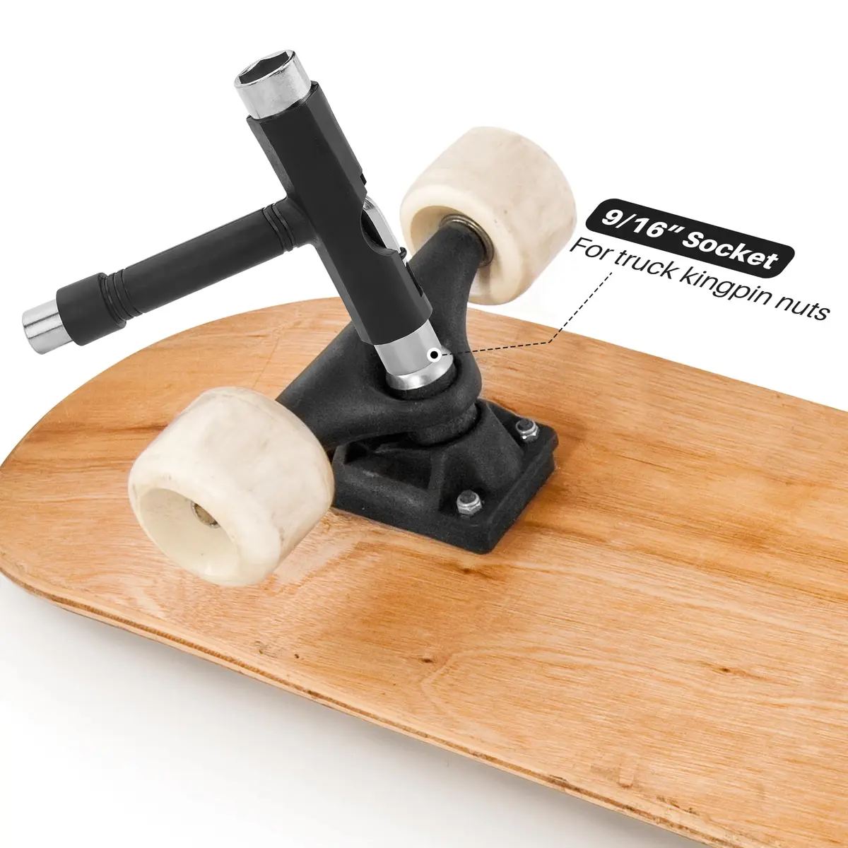 OAOJUBR Skate Tools, Multifunctional All-in-One Skateboard Wrench, 2-in-1 Portable T-Type Wrench and Built-in L-Type Cross Head Screwdriver, longboard accessories - view 3