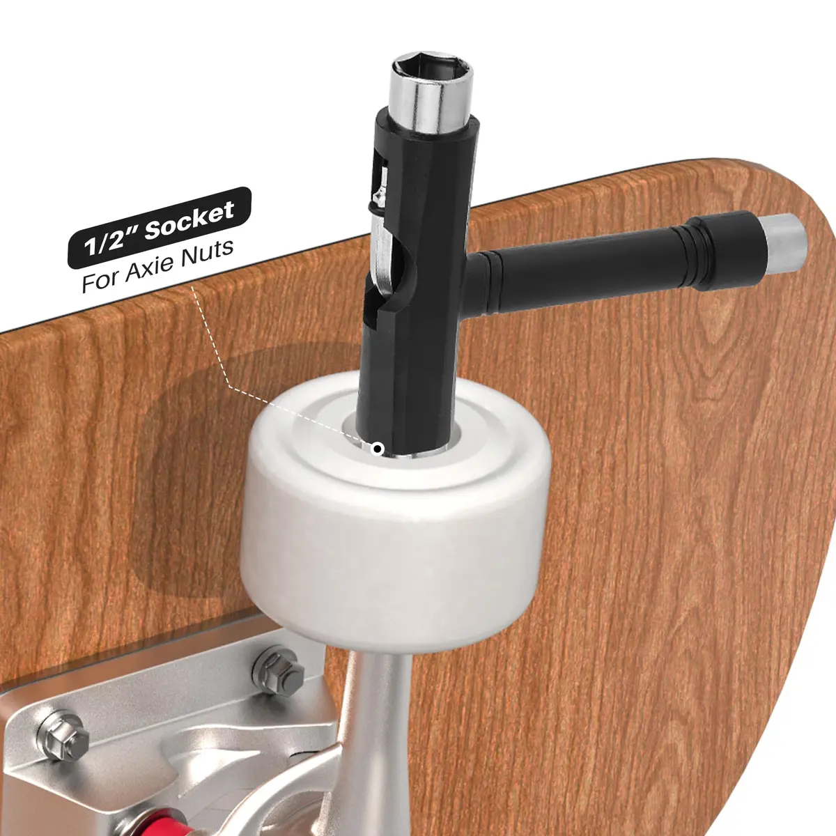 OAOJUBR Skate Tools, Multifunctional All-in-One Skateboard Wrench, 2-in-1 Portable T-Type Wrench and Built-in L-Type Cross Head Screwdriver, longboard accessories - view 4