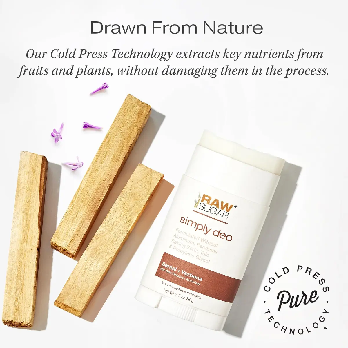 RAW SUGAR Aluminum Free Deodorant Stick Pack of 3 | Sensitive, Clean, Santal + Verbena - view 7