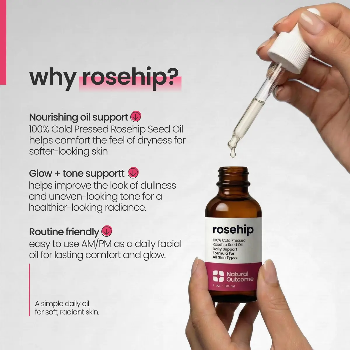 natural outcome Rosehip Oil 1 oz | Pure, Cold-Pressed Face Oil for Hydration & Anti-Aging - view 6