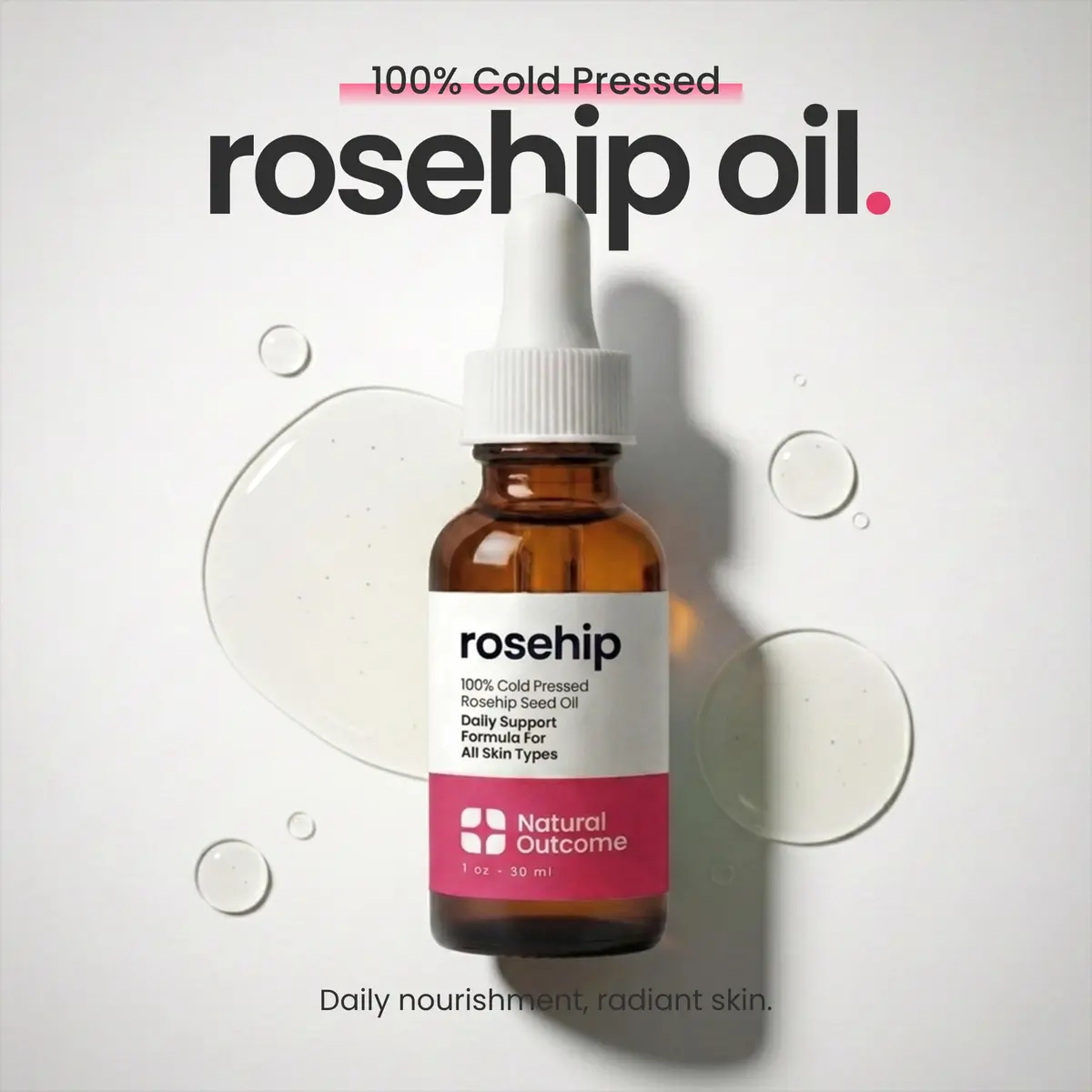 natural outcome Rosehip Oil 1 oz | Pure, Cold-Pressed Face Oil for Hydration & Anti-Aging - view 2