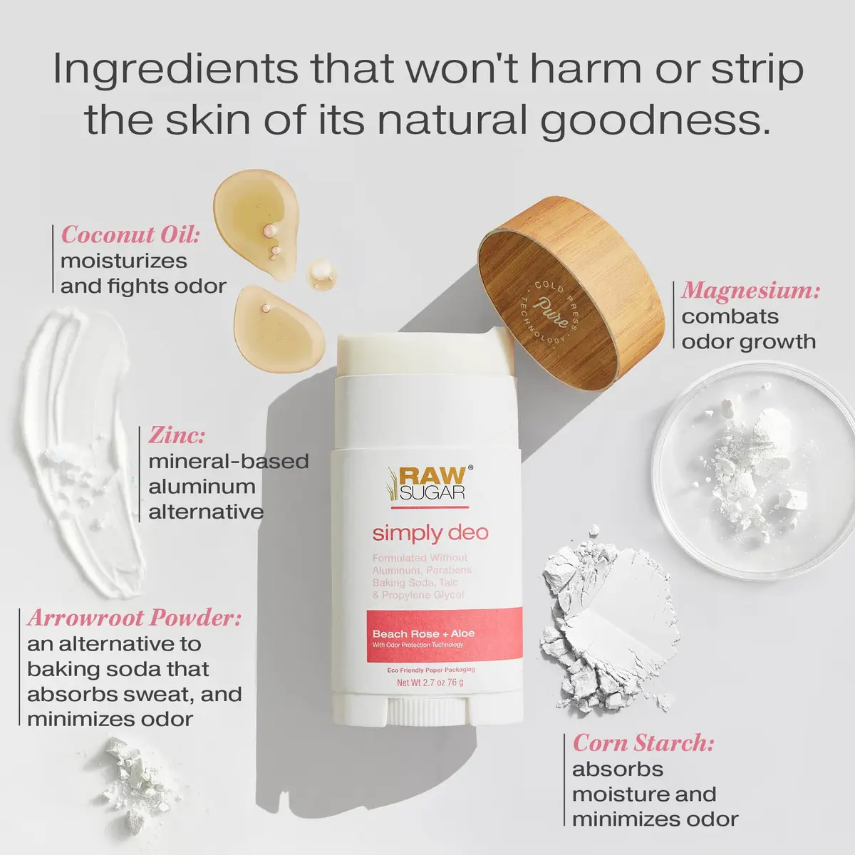 RAW SUGAR Deodorant Stick, Simply Deo Variety Bundle (Pack of 3) | Aluminum-Free, Sensitive Skin Friendly - view 2