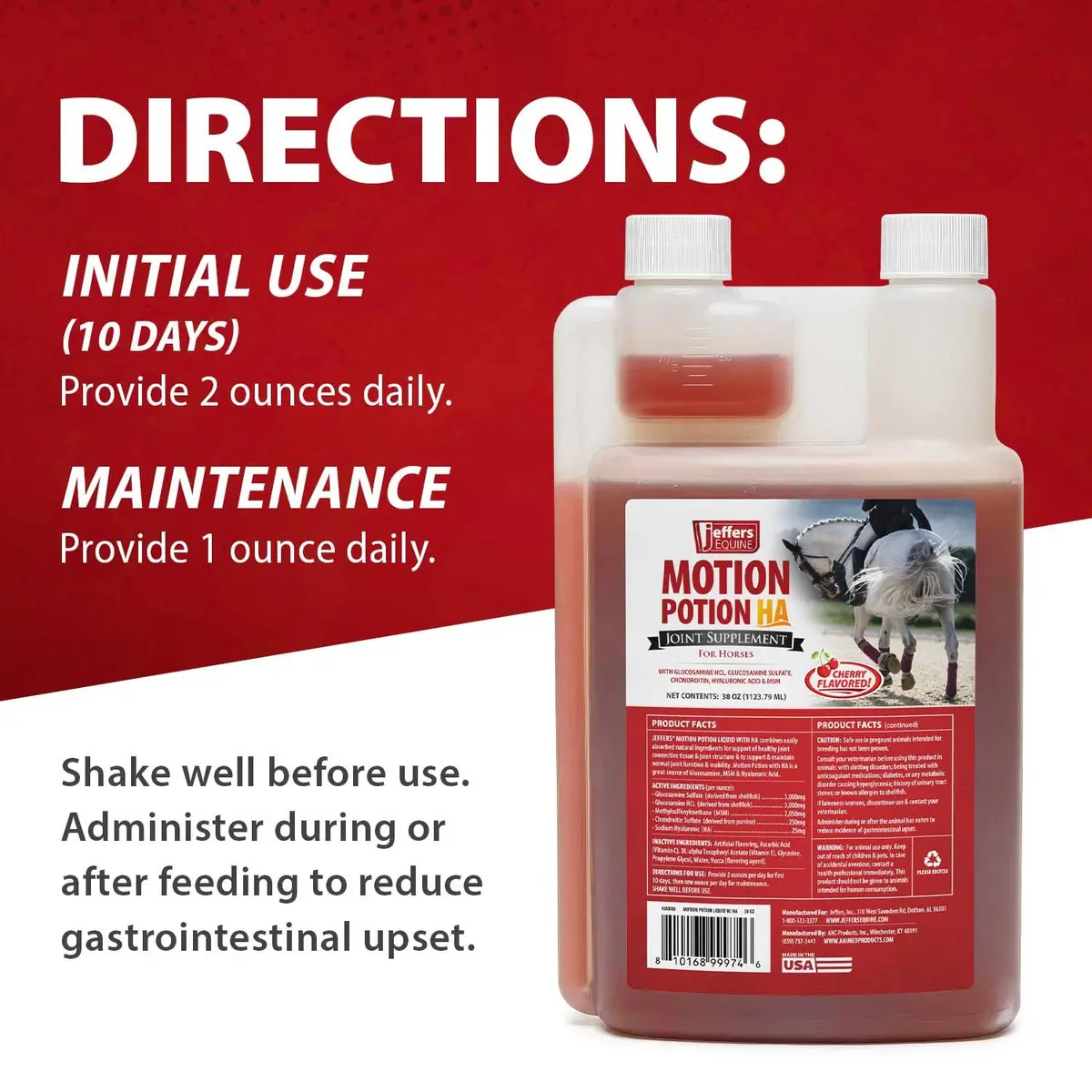 Jeffers Motion Potion Joint Supplement Liquid with HA for Horses | 38 oz - view 3