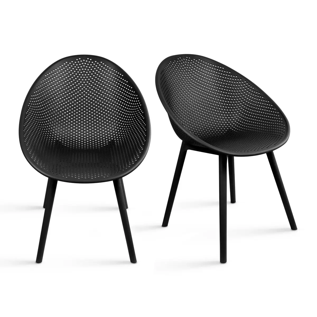 2xhome Black Modern Egg-Shaped Plastic Dining Chair | Weather-Resistant & Lightweight - view 2