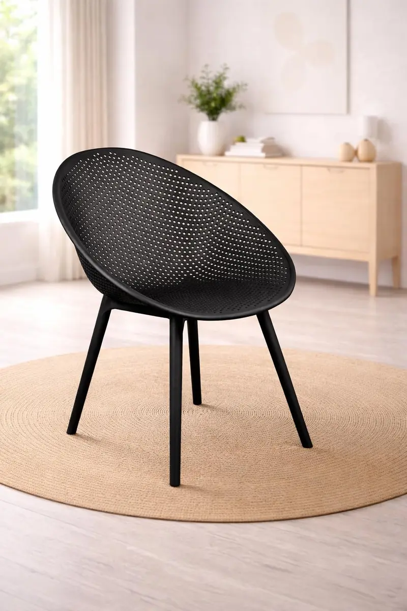 2xhome Black Modern Egg-Shaped Plastic Dining Chair | Weather-Resistant & Lightweight - view 4
