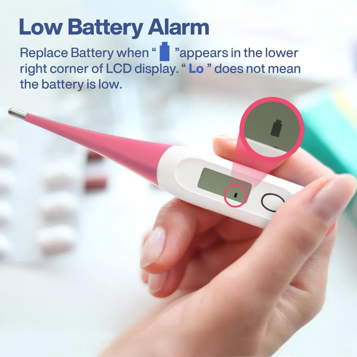 Boncare Pink Digital Oral Thermometer 10 Seconds | Accurate & Safe for Adults, Kids, Pets - view 7