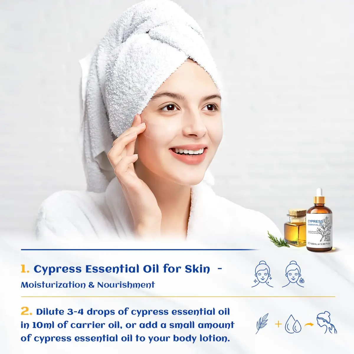 HIQILI Cypress Essential Oil (100ml / 3.38 Fl Oz) | Natural Woody Aroma for Diffusers & Skin Care - view 3