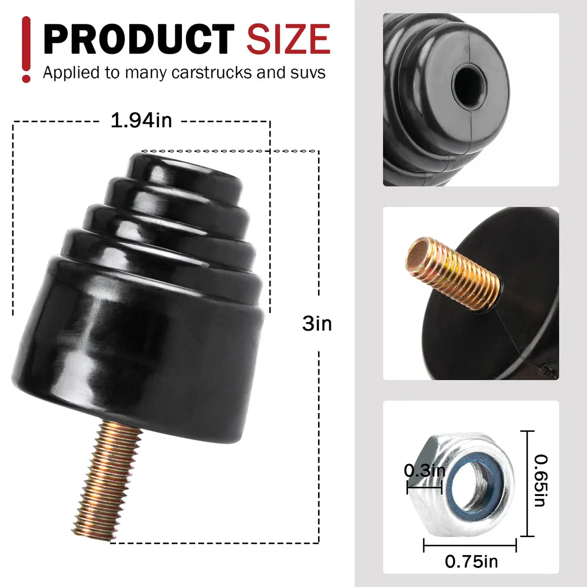 Tobaiwind Suspension Bump Stop 9.9101G | Universal All Purpose Bump Kit for Cars, Trucks & Off-Road Vehicles - view 5