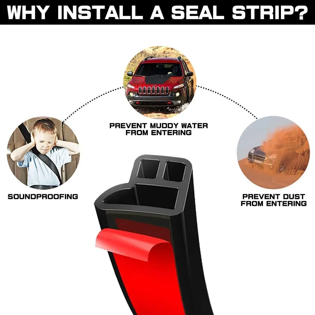 CloudBuyer L-Shape Car Weather Stripping 20m (66ft) | Noise Insulation & Draft Seal - view 5