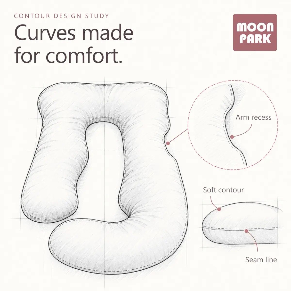 MOON PARK Pregnancy Pillow 57 Inch U Shaped Full Body Maternity Support for Back, Legs, Belly, Hips - Brown - view 3