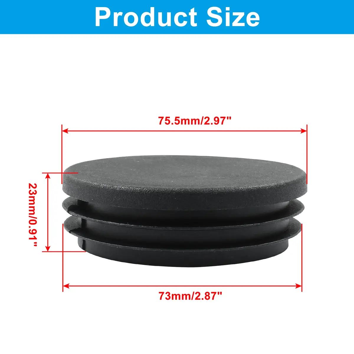 Bonsicoky 12 Pack 3 Inch (76mm) Round Plastic Hole Plugs for Furniture, Black | Impact-Resistant, Scratch-Free Floor Protection - view 2