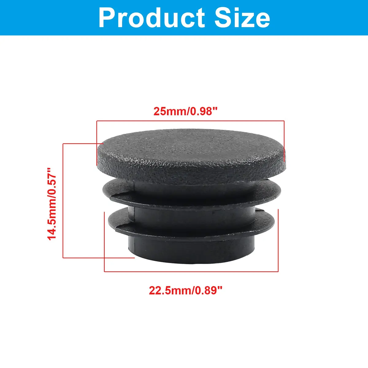 Bonsicoky 1 Inch (25mm) Black Round Plastic Hole Plugs, 4 Pack | Furniture Floor Protector with Impact-Resistant Material - view 2