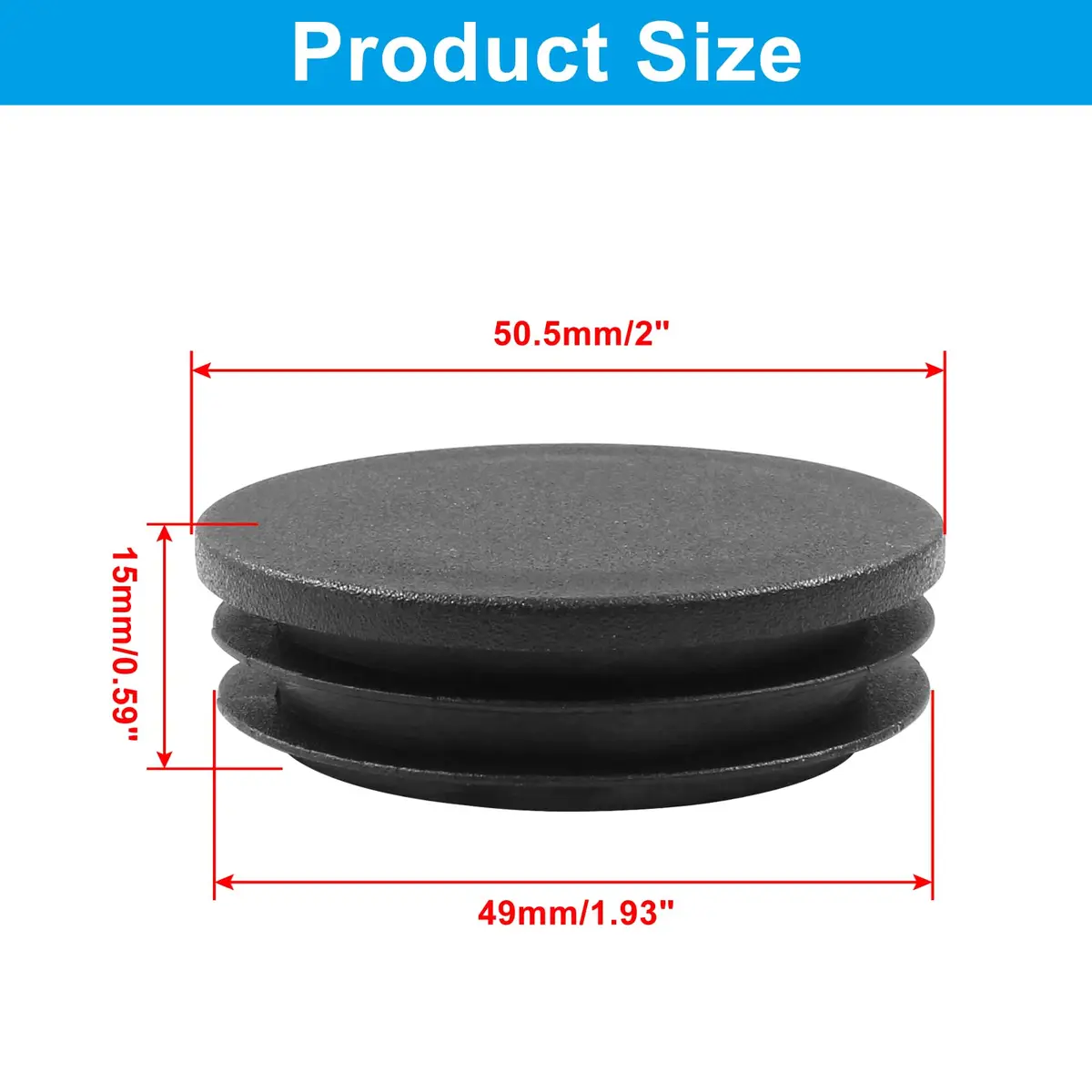 Bonsicoky 12 Pack 2 Inch Black Round Plastic Hole Plugs | Flooring Friendly, Weather Resistant, Easy to Install - view 2
