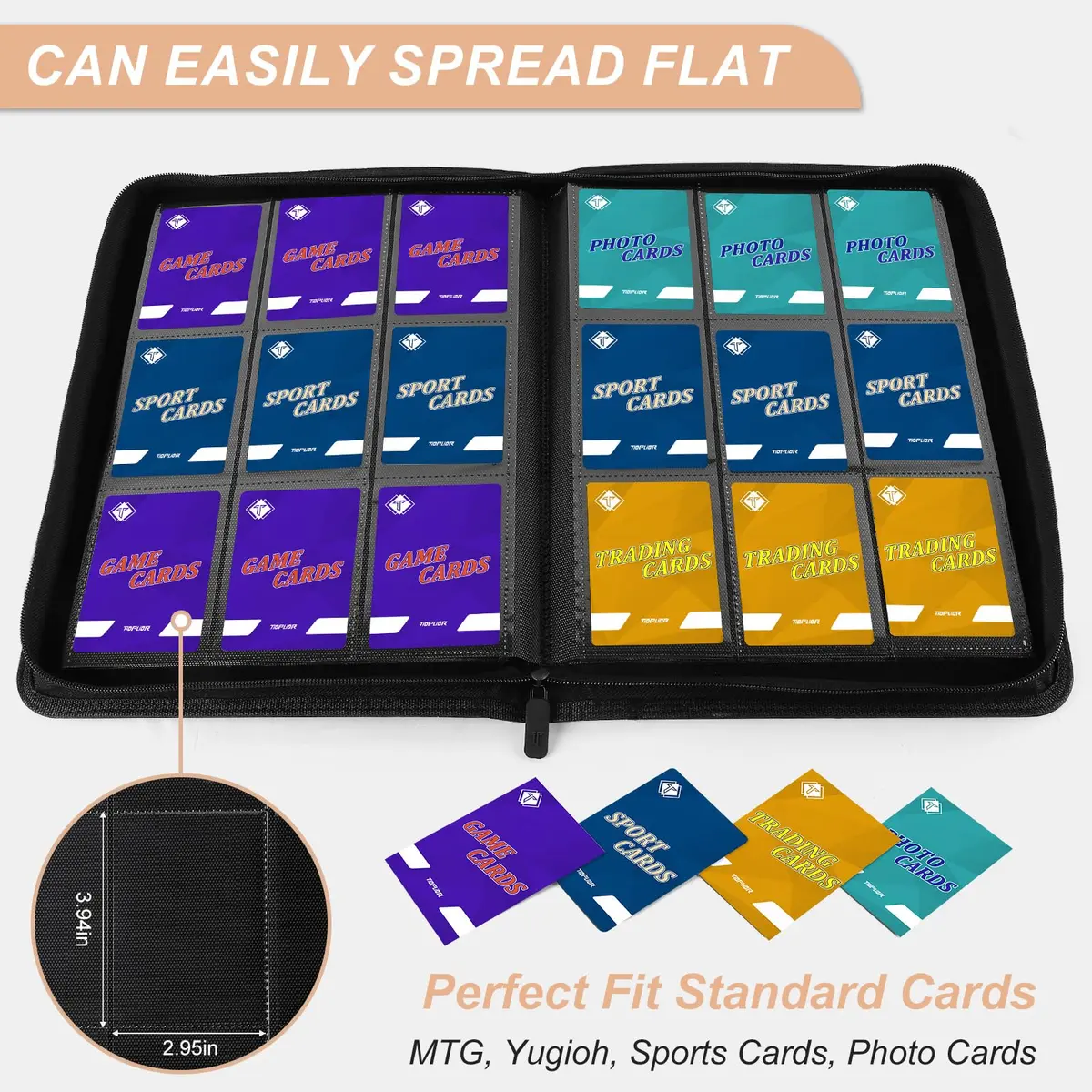 TiopLior Black Card Binder with 432 Side Loading Pockets | Holds Standard 2.5 x 3.5 Inch Cards - view 5