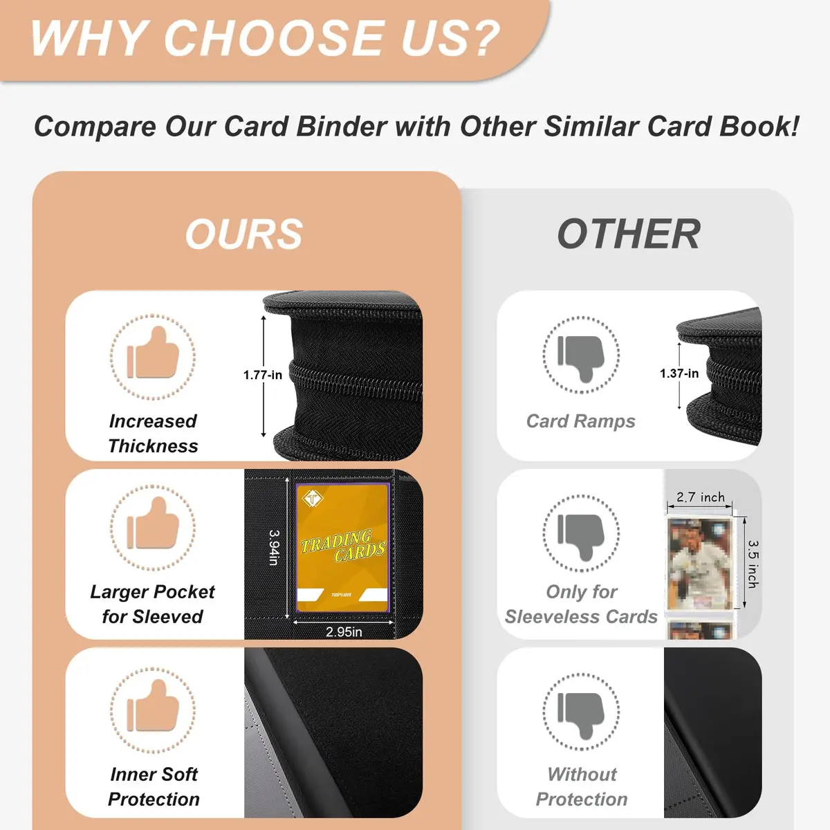 TiopLior Black Card Binder with 432 Side Loading Pockets | Holds Standard 2.5 x 3.5 Inch Cards - view 4